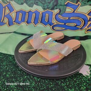 Sole La Vie Carmia-08 Cross Strap Pointy Sandals Gold Sz 6.5